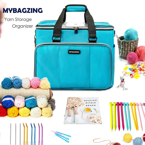 Miniatura 3 de MYBAGZING Bolsa de Tejer, Organizador Grande de Almacenamiento de Hilo, Bolsas y Totes de Crochet, Bolsas de Hilo para Crochet, Estuche Porta Hilos