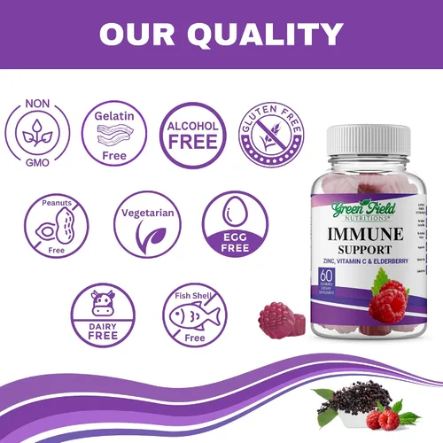 Miniatura 6 de Greenfield Nutritions - Gomitas de saúco con apoyo inmunológico halal para adultos, apoya tu sistema inmunológico de forma natural con gomitas halal