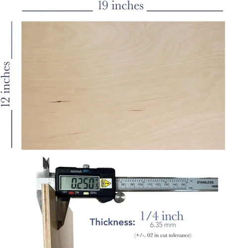 Miniatura 3 de Paquete de 10 Madera contrachapada de abedul báltico prémium de 0.236 in y 1/4 de pulgada, 12 x 19 pulgadas, lista para Glowforge, grado Paquete
