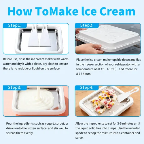 Miniatura 2 de Máquina de helados enrollados con 2 raspadores de acero inoxidable de grado alimenticio para yogur congelado/granizado regalo de cumpleaños, hecho