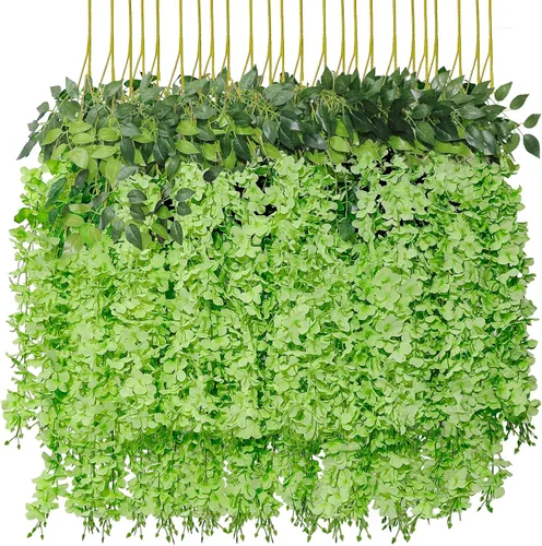 Miniatura 12 de U'Artlines - Juego de 36 piezas (total 139 pies) de enredaderas artificiales de glicinas y ratán, guirnaldas colgantes de flores de seda para Blanco