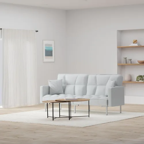 Miniatura 2 de Best Choice Products Sofá futón convertible de tela de lino con respaldo dividido para sala de estar, apartamento, habitación adicional, invitados