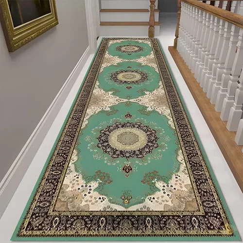 Miniatura 2 de Alfombra verde para pasillo, entrada, interior, 2, 4, 6, 8, 10, 12, 14, 16, 18 pies, antideslizante, suave, esponjosa, para pasillo, dormitorio