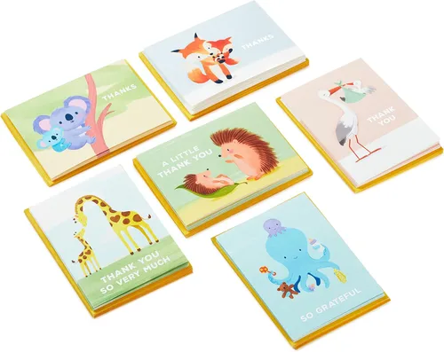 Miniatura 3 de Hallmark Surtido de tarjetas de agradecimiento para baby shower, animales bebés