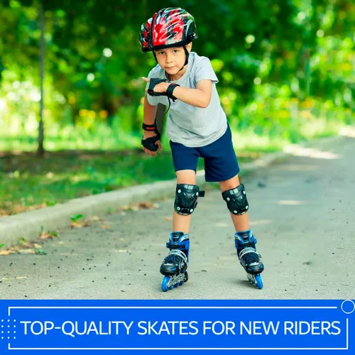 Miniatura 9 de Xino Sports Patines en línea para niños y niñas – Patines ajustables con ruedas iluminadas LED – Patines juveniles para interiores y exteriores Azul