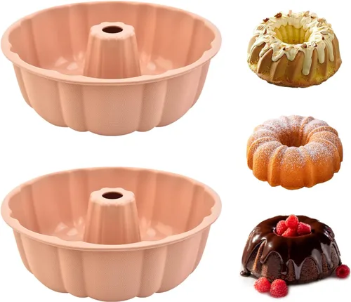 Miniatura 13 de PADELE Paquete de 2 moldes de silicona antiadherentes, 10 pulgadas, moldes de silicona para pasteles, molde para hornear para gelatina, gelatina