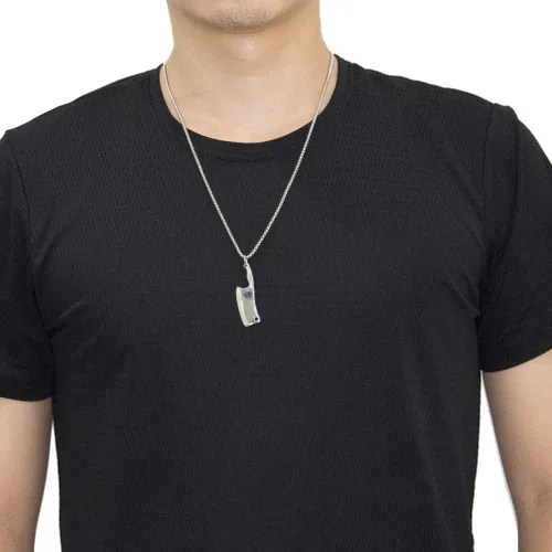Miniatura 6 de Xusamss Collar de chef con colgante de acero de titanio clásico de moda, cadena de caja de 22 pulgadas, Ágata