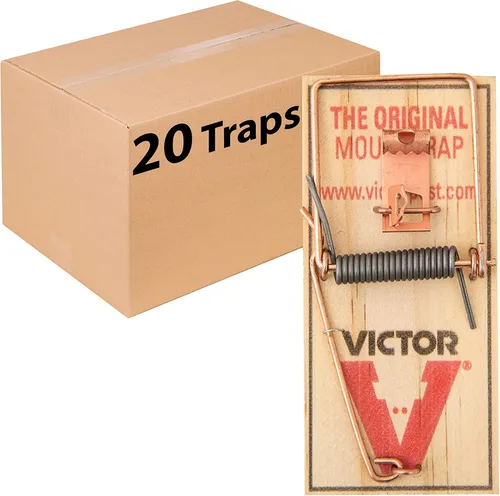 Trampa para ratones con pedal de metal de madera de origen sostenible FSC Victor - 20 trampas de madera - M156-20 - Trampas de presión para ratones
