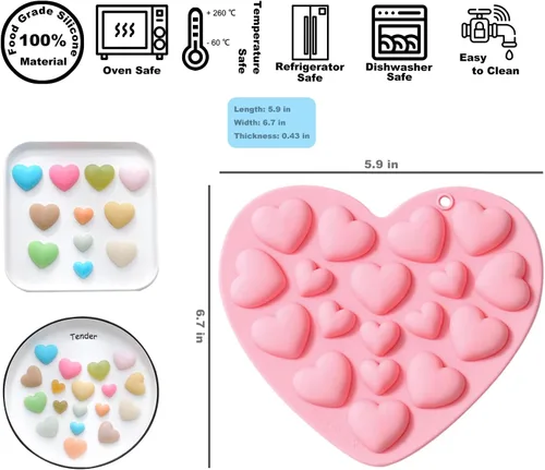 Miniatura 5 de Molde de silicona Chocoalte para el día de San Valentín, 2 formas diferentes, para decoración de pasteles, pequeña herramienta de arcilla de jabón