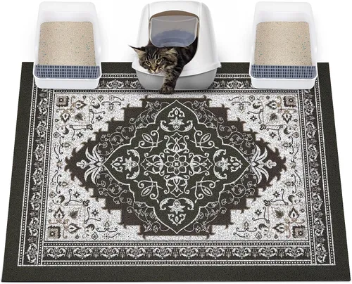 Miniatura 31 de Glittme Alfombrilla de Arena para Gatos con Base Antideslizante, Alfombrilla de Caja de Arena Impermeable que Atrapa la Arena, Fácil de Limpiar