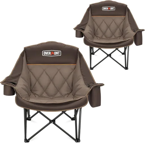 Miniatura 9 de Overmont Silla de camping XL extragrande para adultos - Soporte de 204 kg, silla plegable acolchada de alta resistencia con bolsillo lateral, Azul