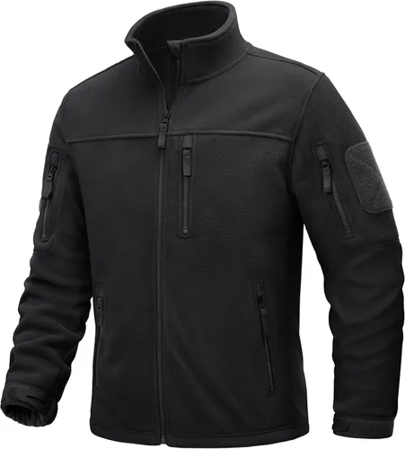 TACVASEN Chaqueta de forro polar para hombre, chaqueta de invierno con cremallera completa, chaqueta táctica ligera, abrigos de senderismo al aire