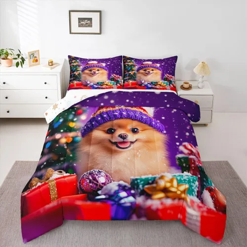 Miniatura 18 de Erosebridal Juego de ropa de cama de oso polar, tamaño individual, juego de edredón de oso blanco con patrón de animales, edredón de microfibra Oso