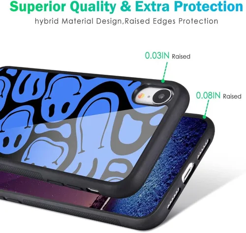 Miniatura 3 de Compatible con iPhone 7/8/SE 2020, cubierta trasera dura con patrón de arte divertido azul divertido lindo para mujeres y niños