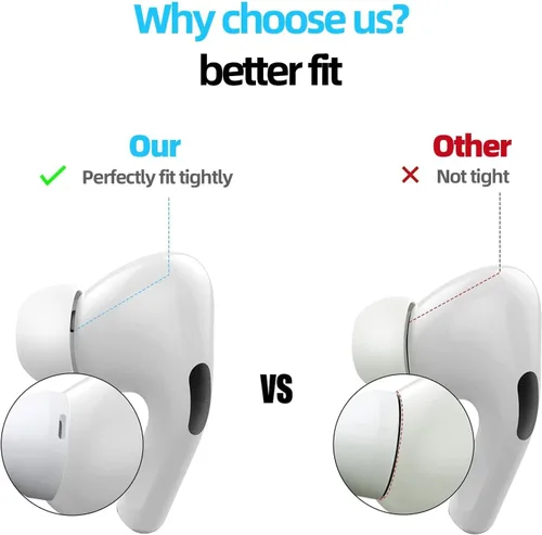 Miniatura 5 de AirPods Pro y AirPods Pro 2 - Almohadillas de silicona para reducir el ruido con ajuste seguro y bolsa de plástico de almacenamiento portátil