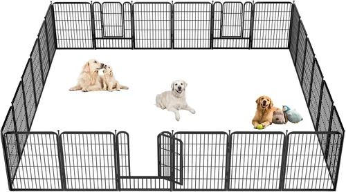 Miniatura 10 de Corralito para perros para interiores, valla portátil para perros de 32 pulgadas de altura, 10 paneles para mascotas, corral exterior para patio