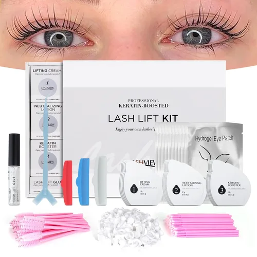 Miniatura 14 de LASHVIEW Kit de elevación de pestañas, kit profesional de pestañas permanentes, conjunto líquido, semipermanente, rizado permanente, extensión