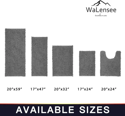 Miniatura 333 de Walensee Alfombra de baño antideslizante (24x17 pulgadas, rosa polvoriento) absorbente de agua, súper suave, lanuda de felpilla, lavable a máquina