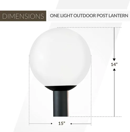Miniatura 4 de Sea Gull Lighting 8254-68 Globo al aire libre poste linterna exterior accesorio, uno - luz, plástico blanco