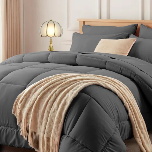 Miniatura 15 de Newspin - Juego de edredón de 6 piezas y tamaño individual XL, ropa de cama en una bolsa, con edredón y sábanas, fundas de almohada, sábana