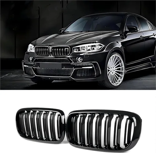 Miniatura 13 de X5 E70 - Rejilla de riñón de color negro brillante M para BMW X5 E70 X6 E71 2007-2014 (láminas dobles de color M)