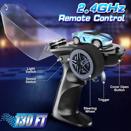 Miniatura 5 de Auto de Deriva RC, 1/64 Mini Autos RC de Deriva 4WD Micro Auto de Control Remoto con Luces LED e Interruptor de Velocidad, Juguetes de Autos Ideales