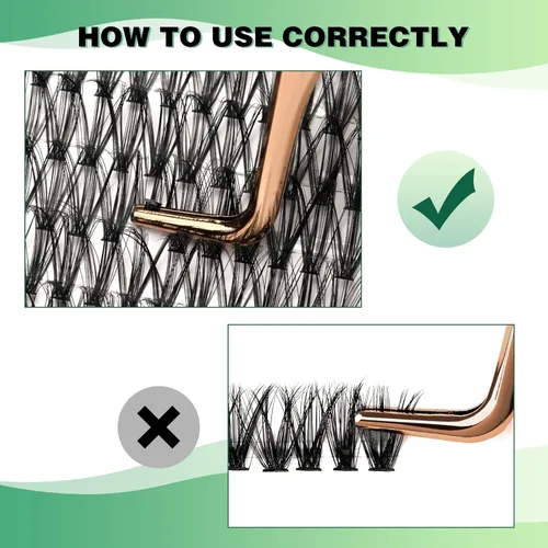Miniatura 24 de Extensiones de racimos de pestañas 300 piezas, pestañas individuales 40D 0.07D rizado 11mm, para colocar en casa, bandeja grande de volumen