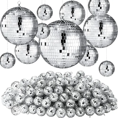 Miniatura 10 de 65 Piezas Bolas de Discoteca de Navidad Decoración Bolas de Discoteca Espejo Ornamento para Árbol de Navidad Tamaño Variado Bolas Plateadas