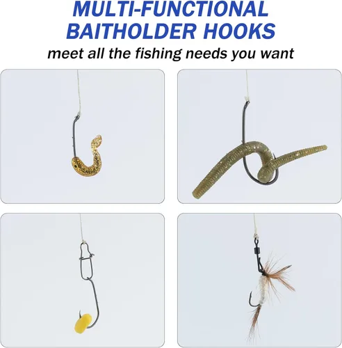 Miniatura 9 de Dr.Fish Paquete de 100 anzuelos de pesca de agua dulce, ojo abajo, compensación, lucioperca, trucha/crappie/panfish/Bluegill pesca en agua salada