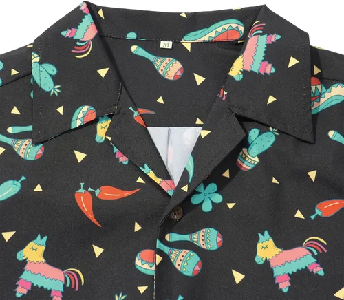 Miniatura 48 de Camisa hawaiana para hombre, con estampado floral, cómoda, con botones, casual, manga corta, ropa de playa para hombre