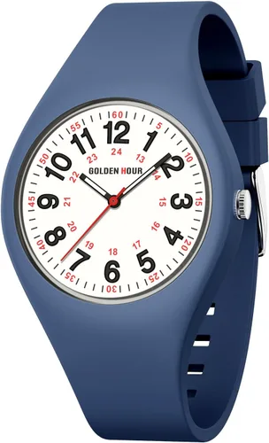 Miniatura 17 de GOLDEN HOUR Relojes deportivos impermeables analógicos unisex para enfermeras, profesionales médicos, estudiantes, esfera militar brillante y fácil
