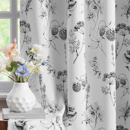 Miniatura 12 de FMFUNCTEX - Cortinas 100% blackout, 63 pulgadas de largo, estampado floral, aislamiento térmico, bolsillo para cortinero, 2 paneles, estilo granja