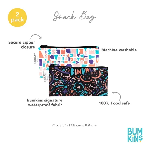 Miniatura 5 de Bumkins Bolsas de aperitivos reutilizables, para el almuerzo escolar de niños y para adultos, tela lavable, bolsa de tela impermeable