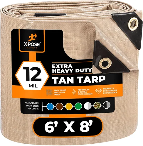 Miniatura 9 de Lona protectora Xpose Safety multiusos, de poliéster blanco, resistente, resistente al agua, resistente a la intemperie, resistente a rasguños