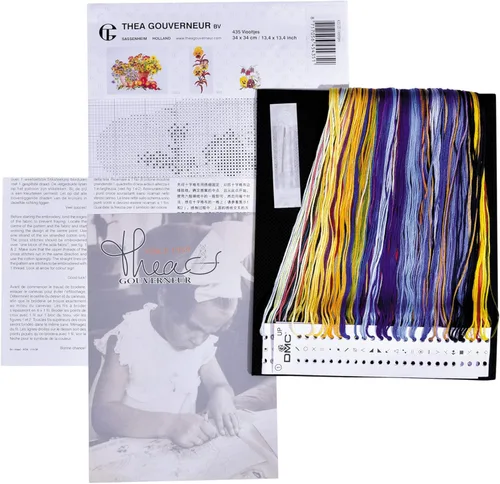 Miniatura 3 de Thea Gouverneur - Kit de punto de cruz, diseño de Pensamientos, color negro, 18 unidades, 13.4 x 13.4 in, kit de manualidades para adultos, kit