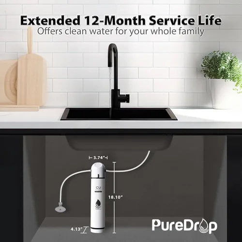 Miniatura 4 de PureDrop PDR-16KCU - Filtro de agua para debajo del fregadero, ultra filtración de 0.01 μm, sistema de filtración compuesto debajo del fregadero