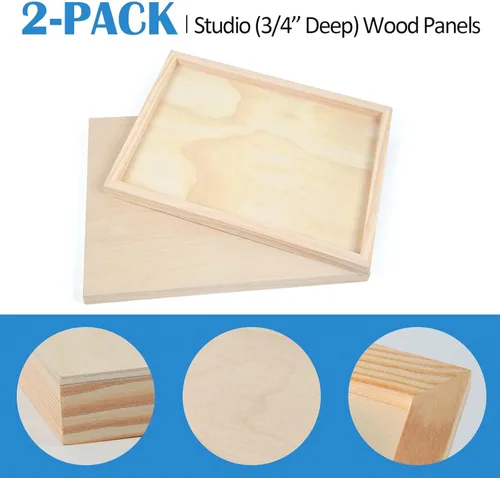 Miniatura 6 de Falling in Art - Juego de paneles de lienzo de madera de abedul sin terminar, paquete de 2 tablas de cuna de estudio de 3/4 pulgadas de profundidad