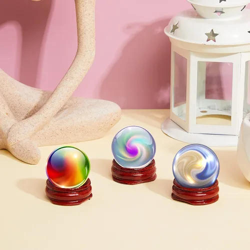 Miniatura 3 de Taiyin 15 piezas de soportes de esfera para exhibición de cristal, soporte de cristal con madera, soporte de bola de huevo de piedra y roca