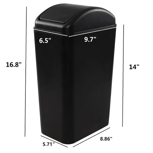 Miniatura 2 de Cubo de basura negro de 14 litros/3.5 galones, cubo de basura delgado para espacios estrechos, F