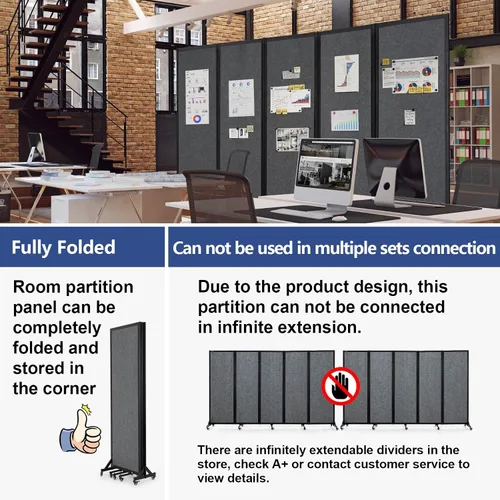 Miniatura 3 de Divisor de habitación, divisor de privacidad plegable, divisores de oficina, divisores de oficina, 10 pies 6 pulgadas de ancho x 6 pies 7 pulgadas