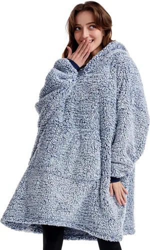 Miniatura 9 de Manta de sherpa acogedora con capucha para adultos, mujeres, hombres y niños, idea de regalo, manta con capucha, manta de gran tamaño, súper cálida