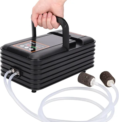 hygger IPX6 Rechargeable Aquarium Pond Air Pump, Powerful Quiet Tank Air Pump with Hose Air Stone Check Valve Adjustable Flow Diverter Valve for