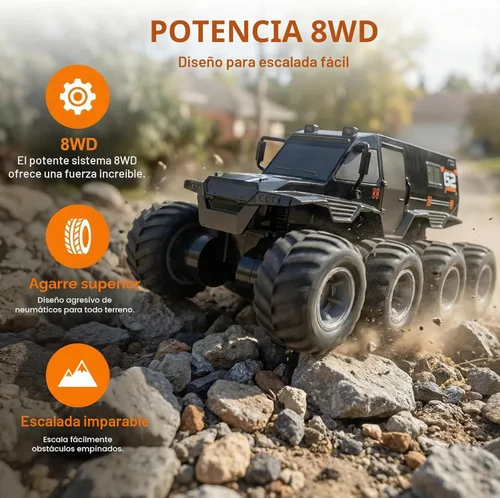 Miniatura 4 de KB KAIBO Camión monstruo grande de control remoto anfibio 1:12, 8WD todo terreno, impermeable, juguete RC para niños, auto de control remoto de alta