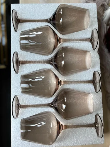 Miniatura 9 de Saludi Copas de vino originales Smokey Sand, 16.5 onzas (juego de 6) con tallo de un solo color, vidrio neutro ámbar ahumado marrón, ideal para todo
