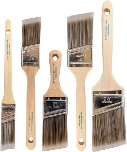 Vermeer Pinceles angulares de pintura, juego de 5 pinceles en ángulo, pinceles de hoja de 1-2.5 pulgadas para molduras de paredes, gabinetes,