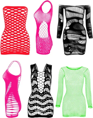 Miniatura 2 de LEMON GIRL - Vestido de lencería de malla para mujer, 6 piezas, talla general