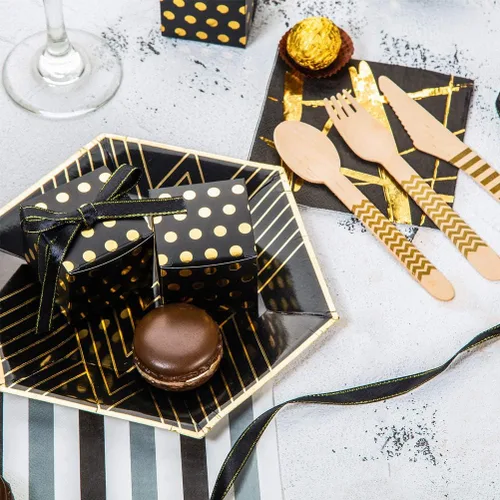 Miniatura 3 de AWELL Caja de dulces de regalo negra con puntos dorados a granel de 2 x 2 x 2 pulgadas con cinta para recuerdos de fiesta, puntos dorados, paquete