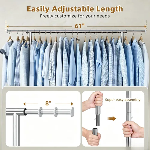 Miniatura 4 de Simple Trending Perchero resistente con carga de 450 libras, perchero para colgar ropa, perchero con ruedas y estantes, para el dormitorio, cuarto