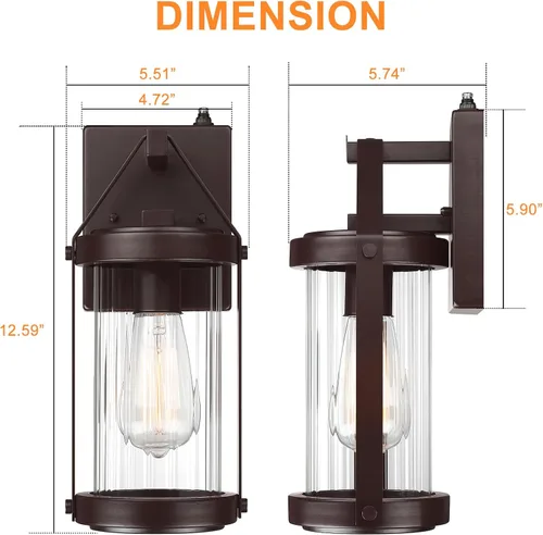Miniatura 6 de LONEDRUID Paquete de 2 lámparas de pared para exteriores, con sensor de anochecer a amanecer, impermeables, para porche, exteriores, rústico, Marrón