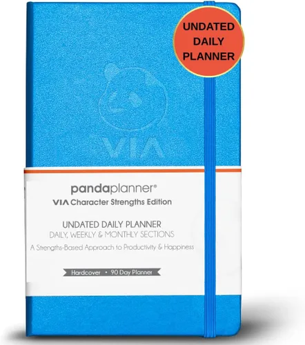 Panda Planner - Agenda diaria sin fecha, organización de 90 días, productividad y felicidad basada en fortalezas VIA, establece objetivos, agenda